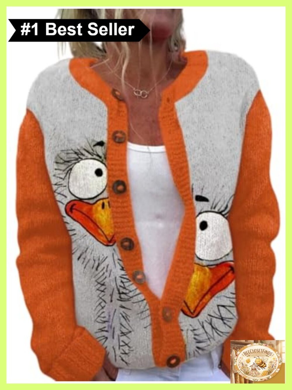 Women's Button Knit Cardigan Sweater Long Sleeve V-Neck Fall Vintage Outerwear